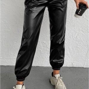 Forever 21 Black Faux Leather Joggers